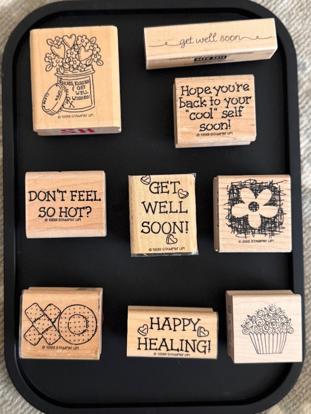 Get Well Soon Rubber Stamps Set - Lot of 9